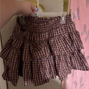 No Boundaries Brown Plaid Mini Skirt